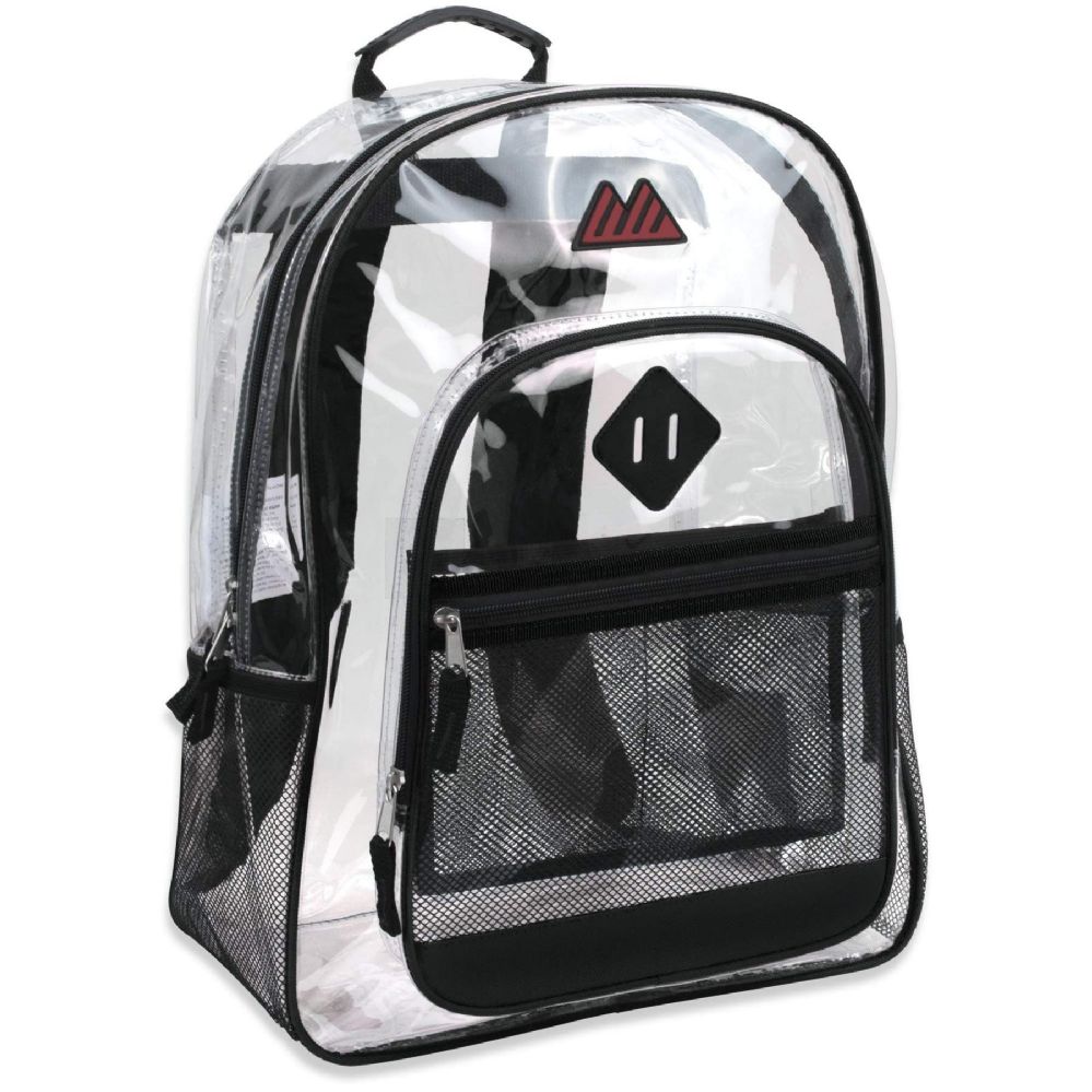 24 Wholesale 17 Inch Clear Backpack - Black