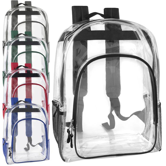 24 Pieces of Trailmaker Deluxe 17 Inch Clear Backpack