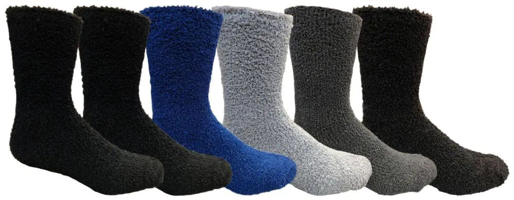 60 Pairs of Yacht & Smith Men's Warm Cozy Fuzzy Socks Solid Assorted Colors, Size 10-13