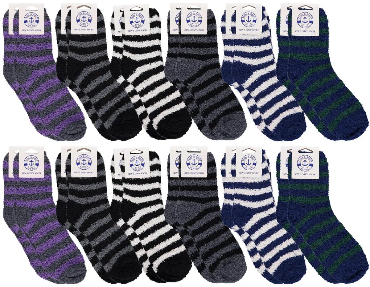 120 Pairs of Yacht & Smith Men's Assorted Colored Warm & Cozy Fuzzy Socks