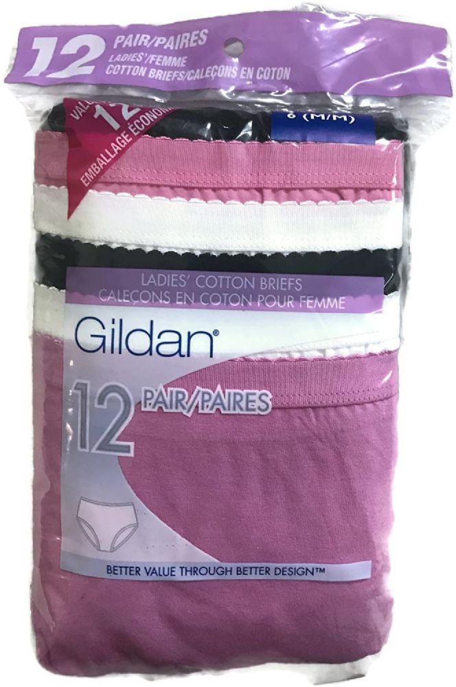 60 Pieces of Gildan Womans Ladies Cotton Briefs Size 6 Medium Only Assorted Colors