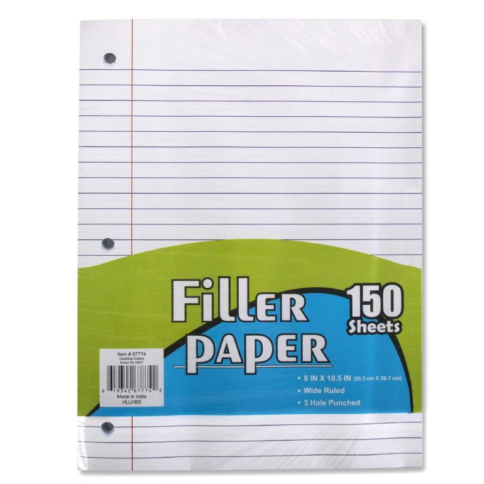12 packs of Filler Paper Wide Ruled 150 Sheets
