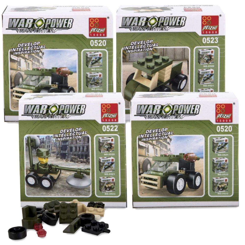 50 Pieces of Micro Blocks Army Vehicles