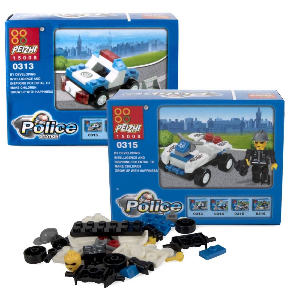 50 Pieces of Micro Blocks Police Vehicles In 2 Styles