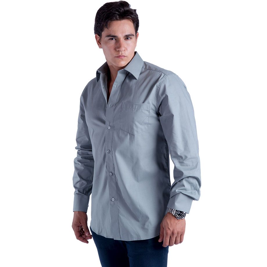 24 Wholesale Mens Button Down Dress Shirt In Dark Grey - at ...