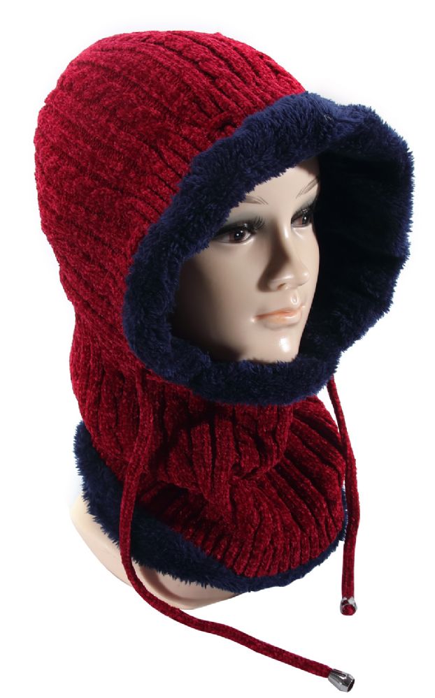 36 Pieces of Women's Villi Lined Twist Pattern Knitted Hat And Scarf With Fur Assorted Colors