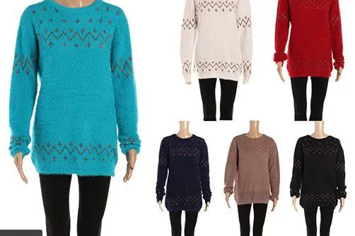 24 Pieces of Womens Long Sleeve Chunky Knit Pullover Sweater In Assorted Color