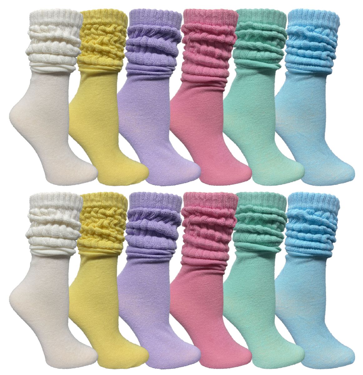 24 Pairs of Yacht & Smith Slouch Socks For Women, Assorted Pastel Size 9-11 - Womens Crew Sock
