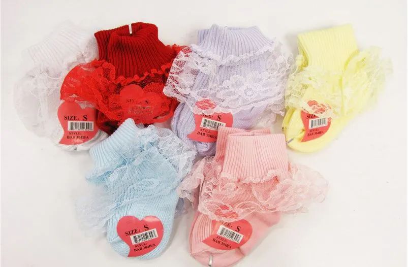 120 Pairs of Girls Classic Ribbed Lace Ankle Socks