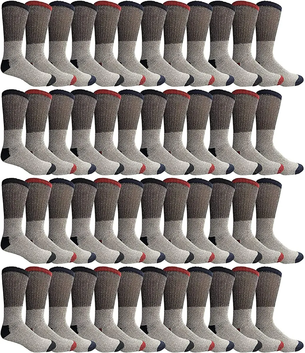60 Wholesale Kids Thermal Boot Socks, Bulk Pack Thick Warm Winter Extreme Weather Sock Size 6-8