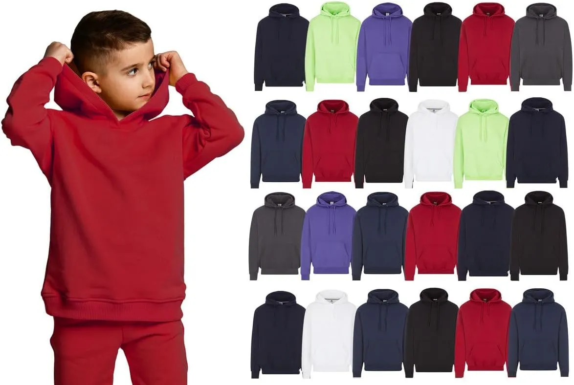 24 Pairs of Billionhats Wholesale 24 Pack Kids Hoodie Sweatshirts Bulk, Zipper, Ecosmart Yarn, Hoodie Pocket, Charcoal Gray (large)