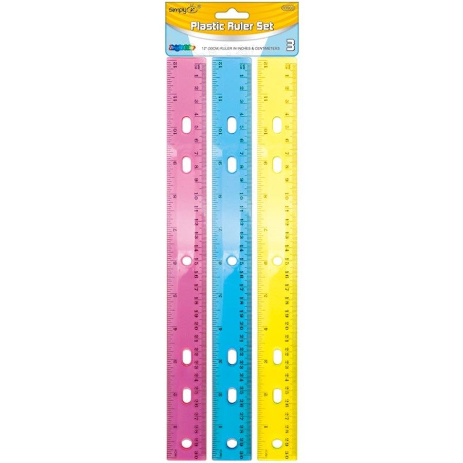 96 Wholesale 3 Piece Plastic Ruler Set
