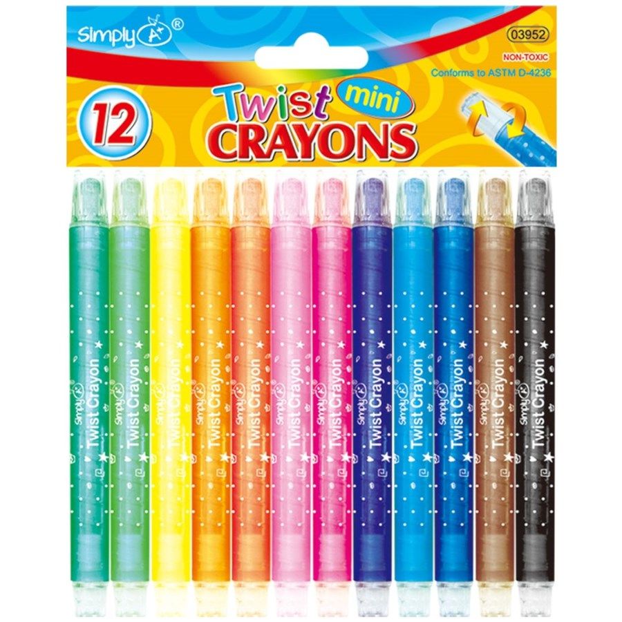 96 Pieces of 12 Color Mini Twist Crayon