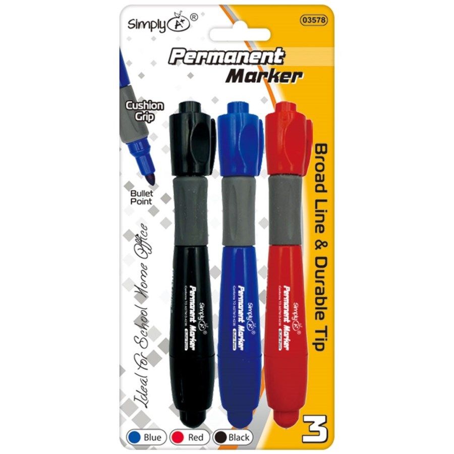 96 Pieces Three Piece Permanent Marker - Markers