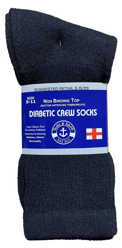 Yacht And Smith Womens Cotton Diabetic Non Binding Crew Socks Size 9 11 Black At 3672