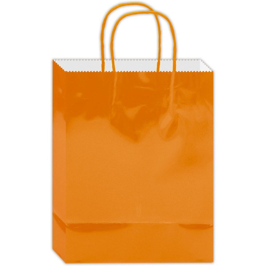 180 Pieces of Everyday Glossy Gift Bag Orange Size Small