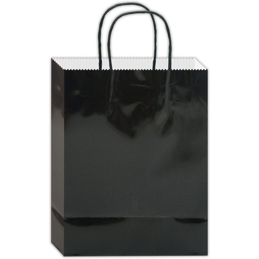 180 Pieces of Everyday Glossy Gift Bag Black Size Small