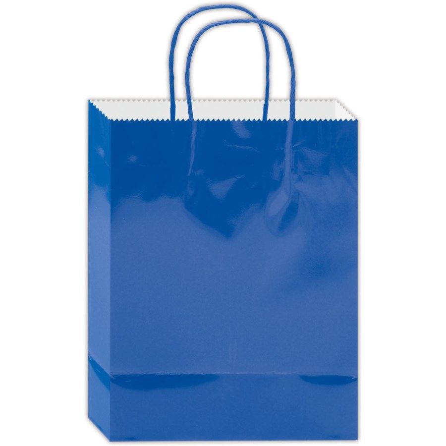 144 Pieces of Everyday Glossy Gift Bag Blue Size Small