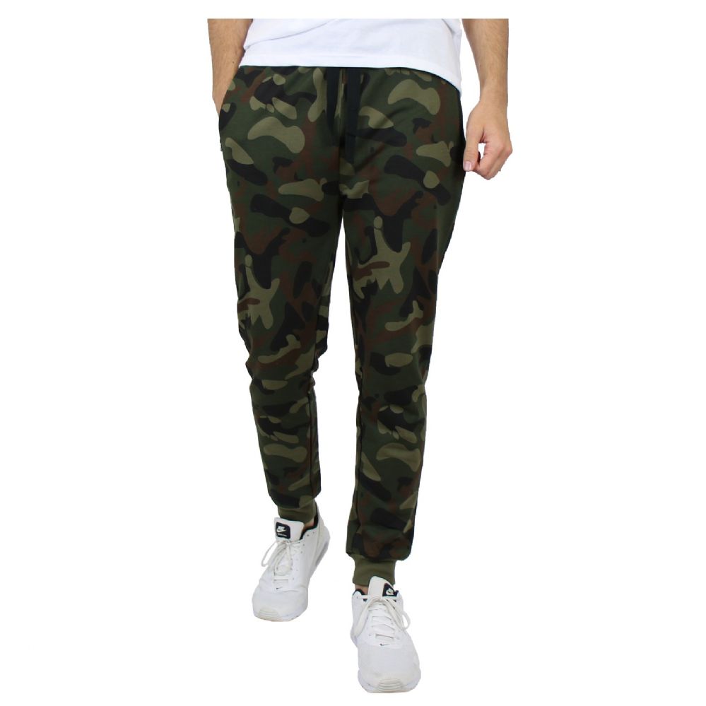 24 Pieces of Men's SliM-Fit French Terry Joggers Solid Camo Assorted Sizes S-Xxl
