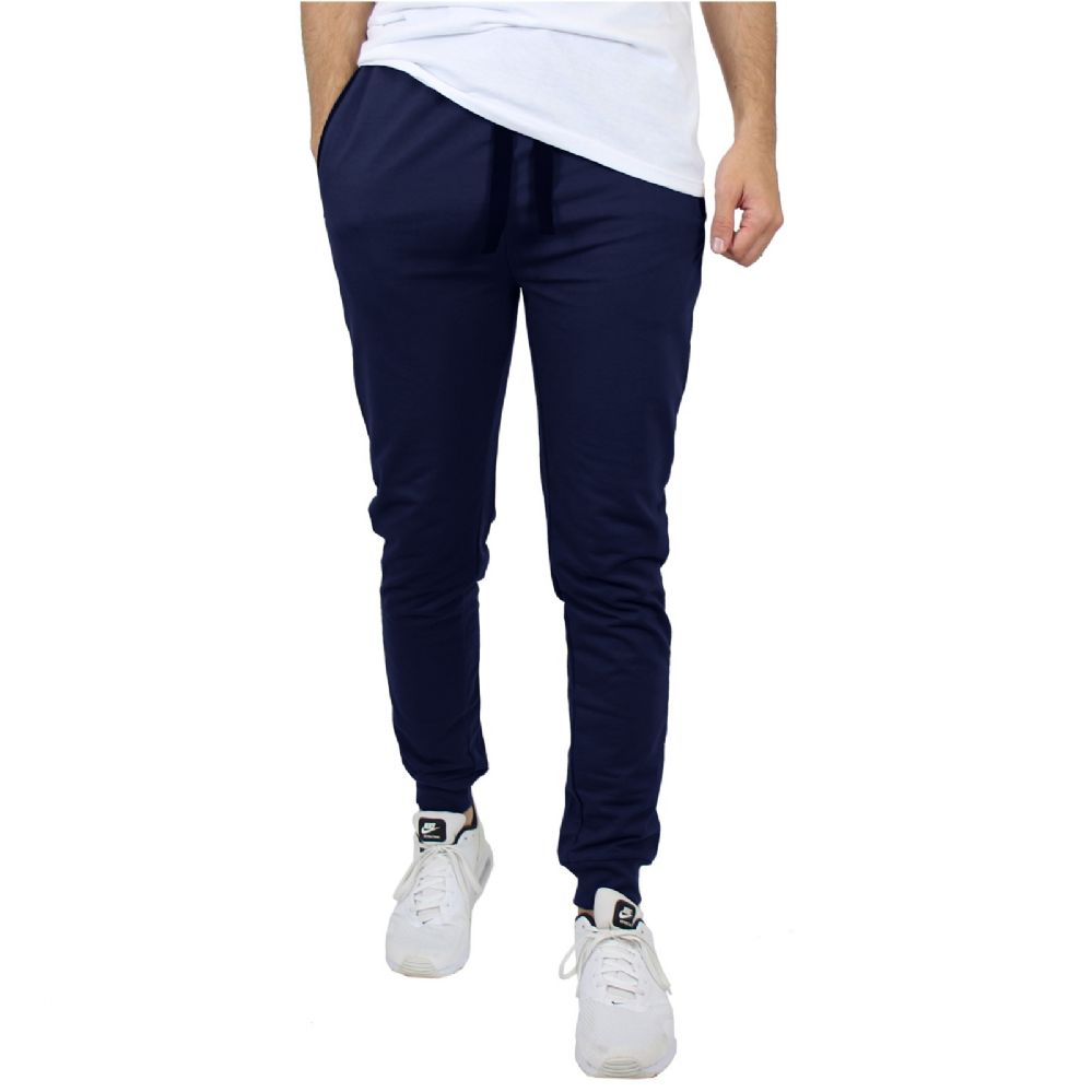 24 Pieces of Men's SliM-Fit French Terry Joggers Solid Navy Assorted Sizes S-Xxl