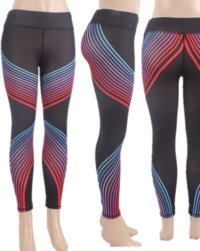 12 Pieces of Yoga Pants Gradient Color Strip Assorted Sizes