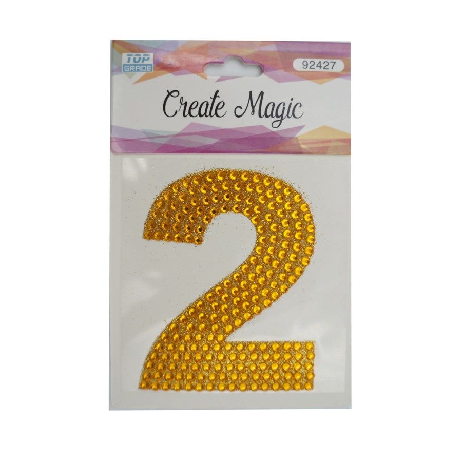 120 Pieces Crystal Sticker Number 2 In Gold - Hanging Decorations & Cut Out