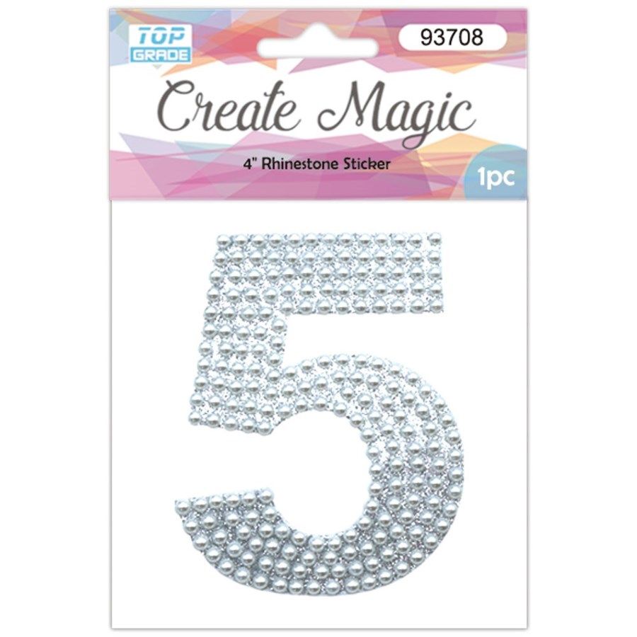 120 Wholesale Pearl Sticker In Silver Number 5