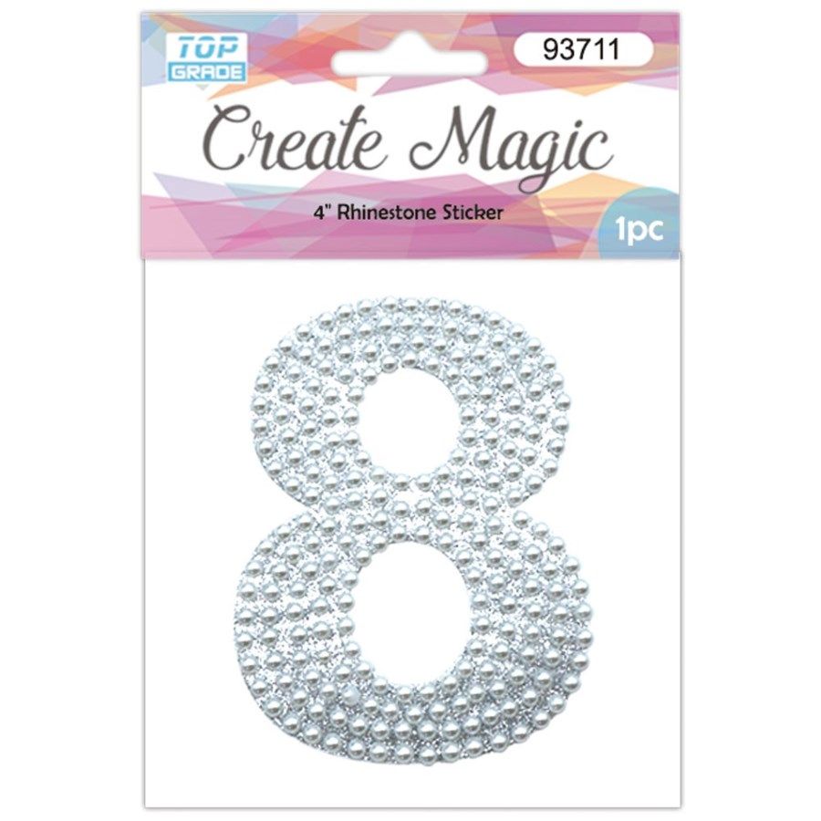 120 Pieces Pearl Sticker In Silver Number 8 - Hanging Decorations & Cut Out
