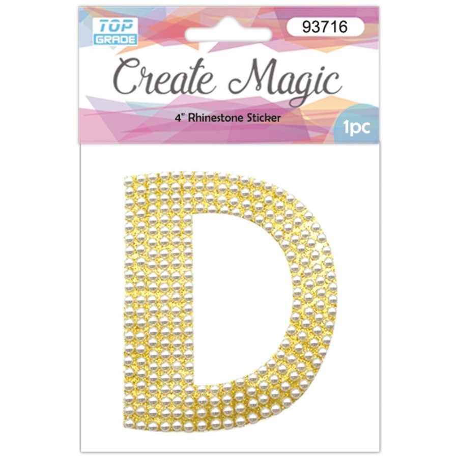 120 Wholesale Pearl Sticker In Gold Letter D