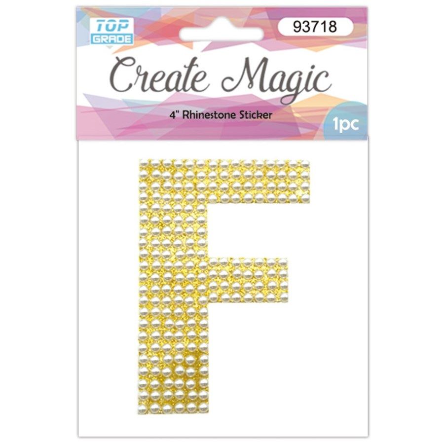 120 Pieces Pearl Sticker In Gold Letter F - Arts & Crafts - at 