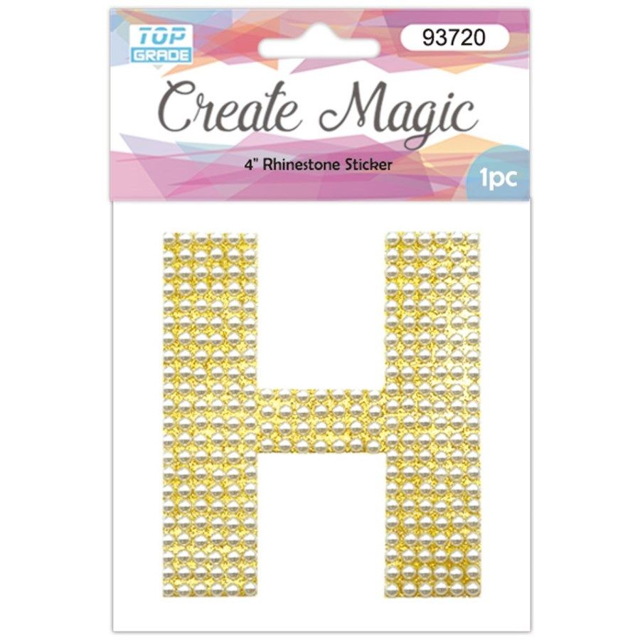 120 Wholesale Pearl Sticker In Gold Letter H