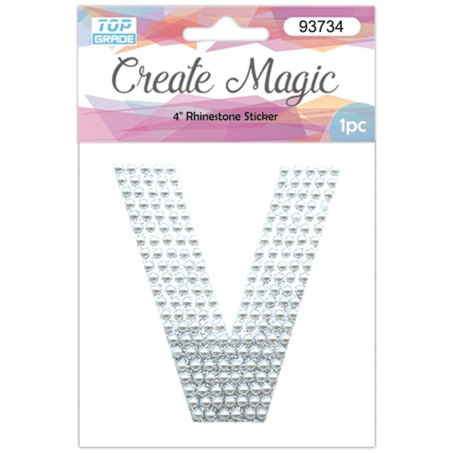 120 Wholesale Pearl Sticker In Silver Letter V