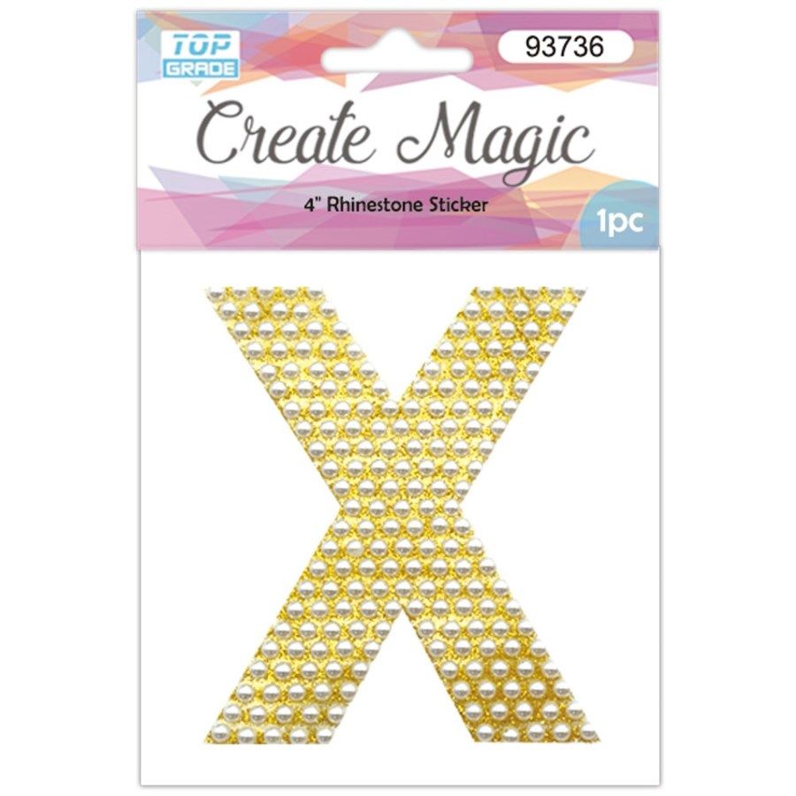 120 Wholesale Pearl Sticker In Gold Letter X