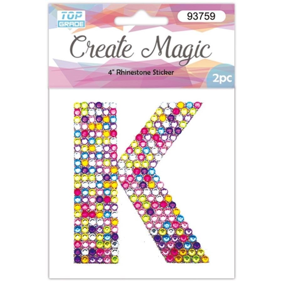 120 Wholesale Rainbow Rhinestone Sticker Letter K