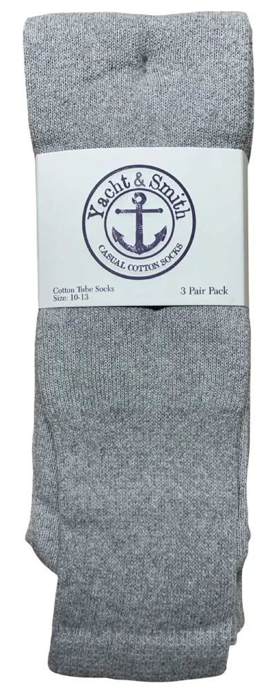 60 Wholesale Yacht & Smith Men's Cotton 31 Inch Tube Socks, Referee Style, Size 10-13 Solid Gray