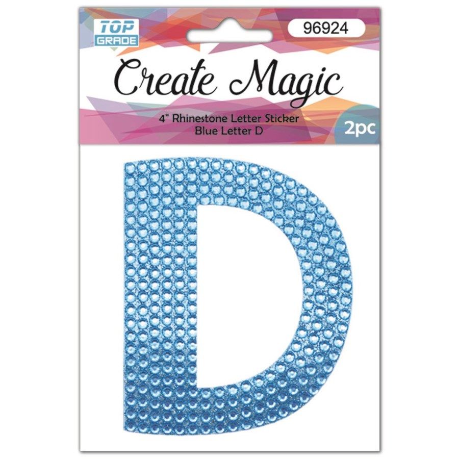 120 Wholesale 2 Piece Crystal Sticker Letter D In Blue