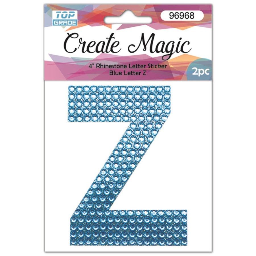 120 Wholesale 2 Piece Crystal Sticker Letter Z In Blue
