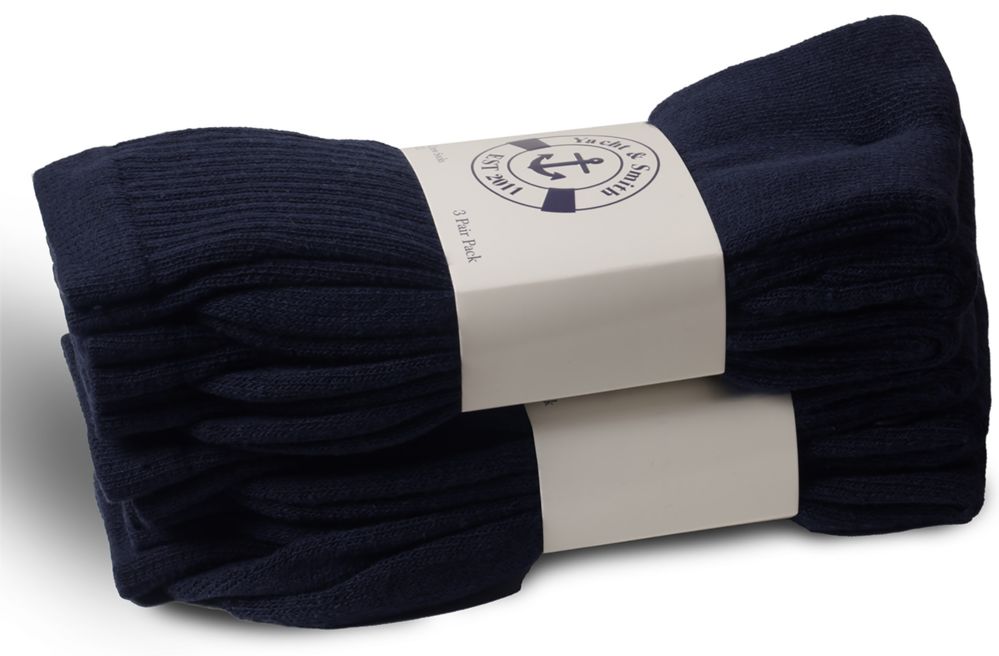 240 Wholesale Yacht & Smith Women's Cotton Terry Cushioned Crew Socks, Size 9-11, Navy Bulk Packs