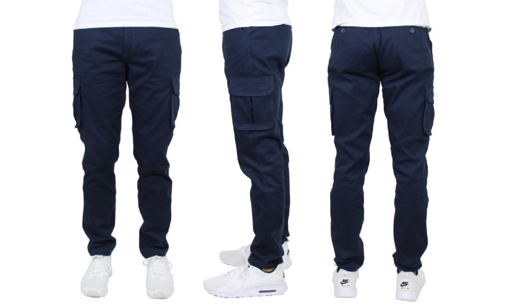 24 Pieces Flex Cotton Stretch Cargo Pants SliMFitting Cargo Pants Navy