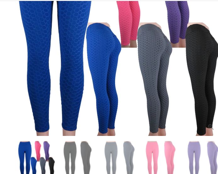24 Pieces Scrunch Butt Bubble Leggings With A High Waist In Assorted Solid Colors - Womens Leggings