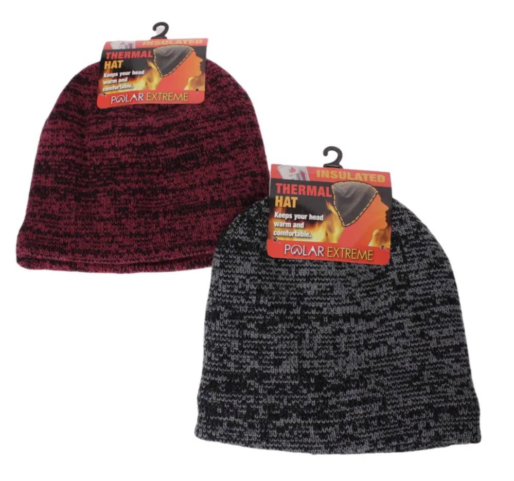 12 Pieces Polar Extreme Heat Mens Marl Pull Hat - Winter Hats