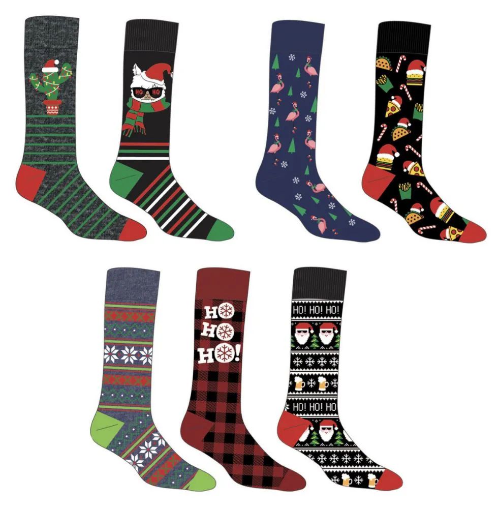 24 Pieces of Christmas Men's Dress Socks With Assorted Designs