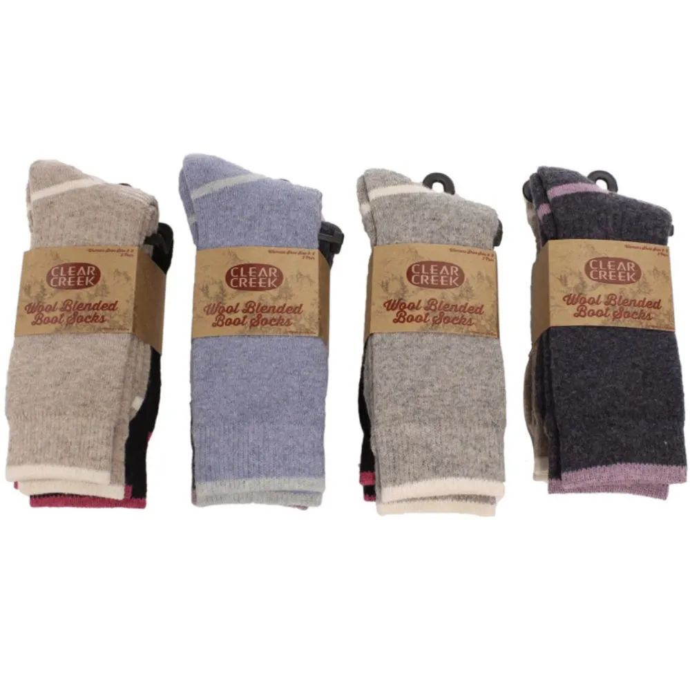 12 Pieces Women Wool Blend Ultra Soft Boot Sock Two Pair Pack - Womens  Thermal Socks - at 