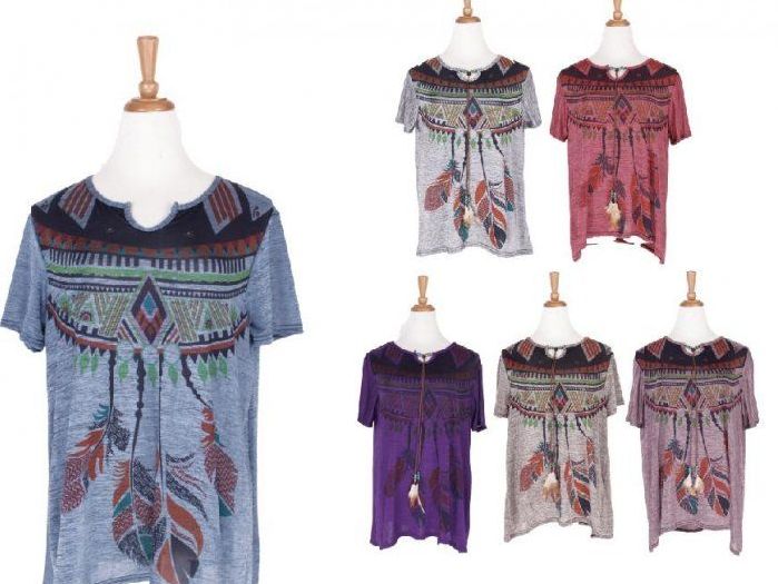 36 Pieces of Cute Bohemian Wild Boho With Feathers T Shirt