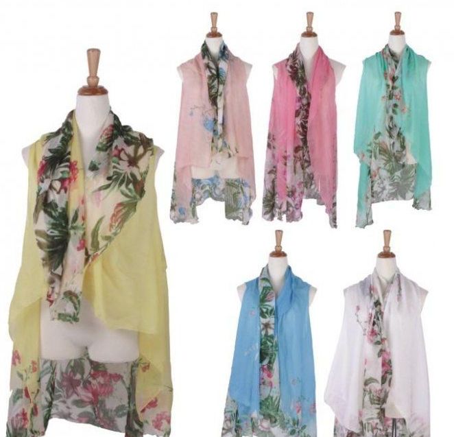 120 Pieces of Women Floral Print Lightweight Scarf Vest