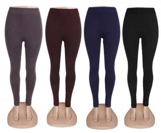 48 Wholesale Womens High Waist Basic Solid Cotton Full Ankle Length Leggings