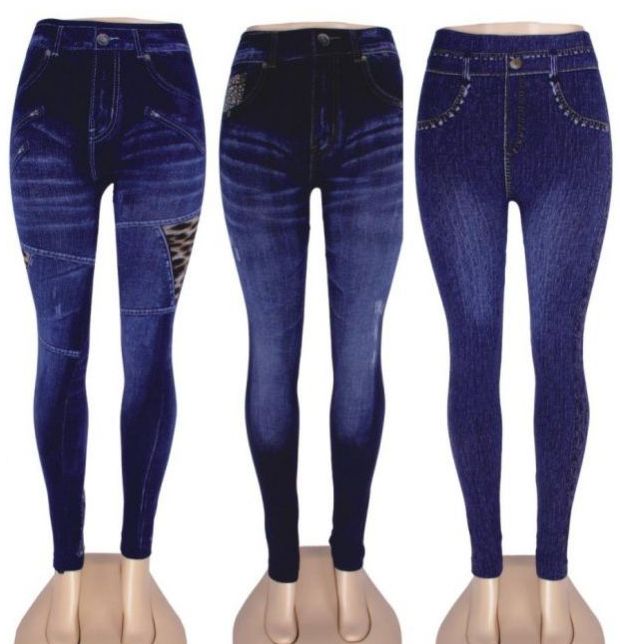 48 Wholesale Women's Denim Leggings With Pockets at