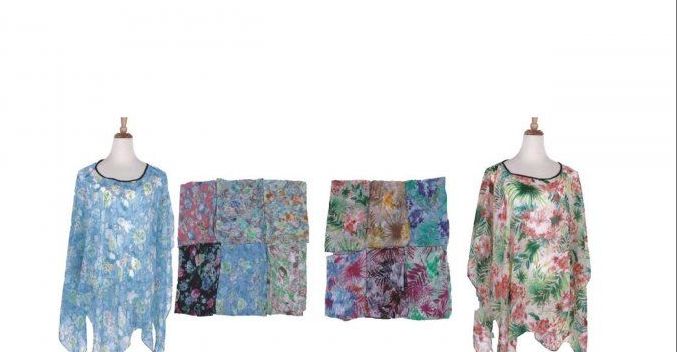 60 Pieces of Womens Printed Poncho Batwing