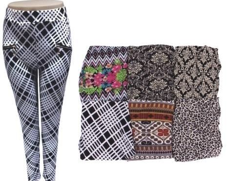 72 Pieces of Women Printed Pants With Zippered Pockets