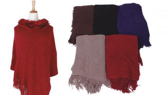 18 Pieces Women Fine Knit Faux Fur Trim Layers Poncho Cape Cardigan Sweater - Womens Fashion Tops